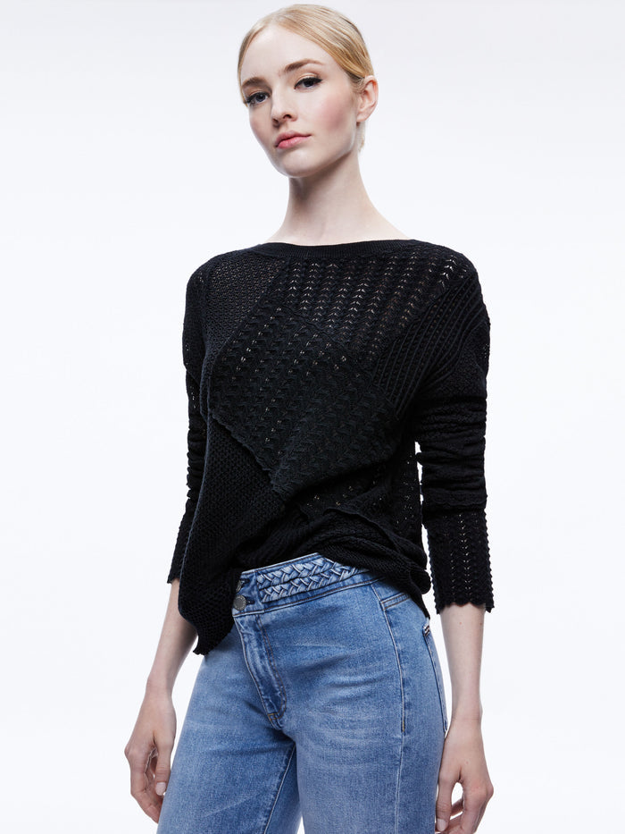 KRAVIT PATCHWORK SWEATER - BLACK