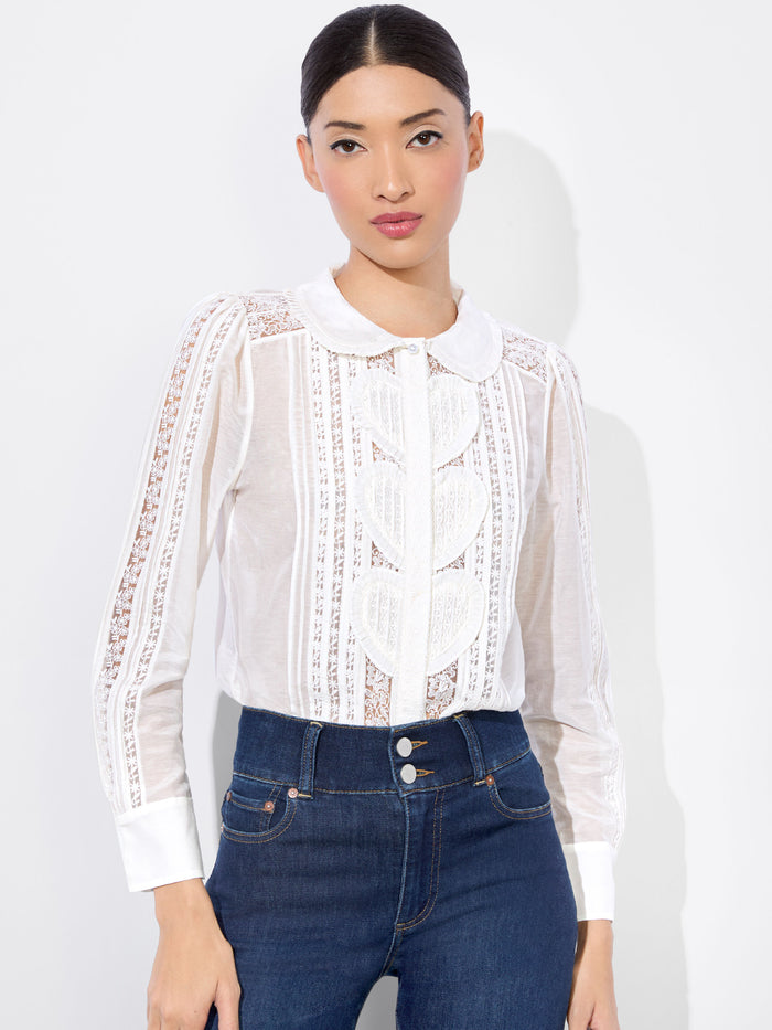 KURT MIXED MEDIA BLOUSE - OFF WHITE