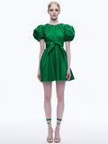 KYLAN PUFF SLEEVE MINI DRESS - EMERALD