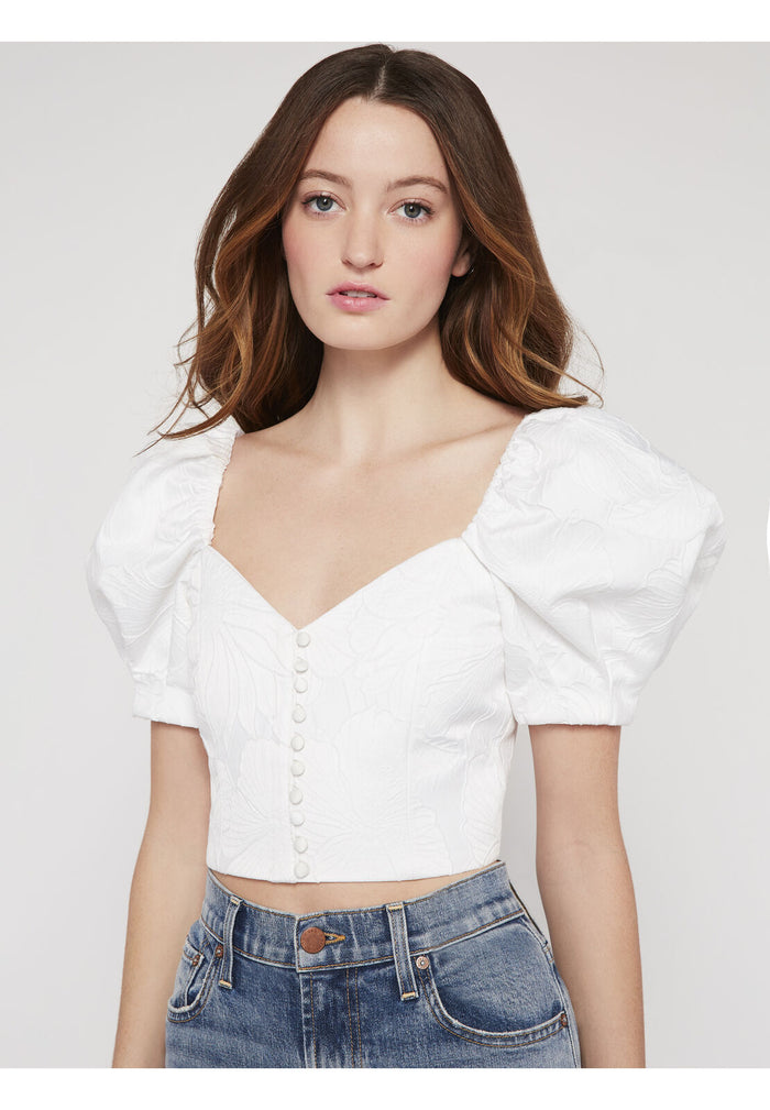 LAKITA FLORAL PUFF SLEEVE TOP - WHITE