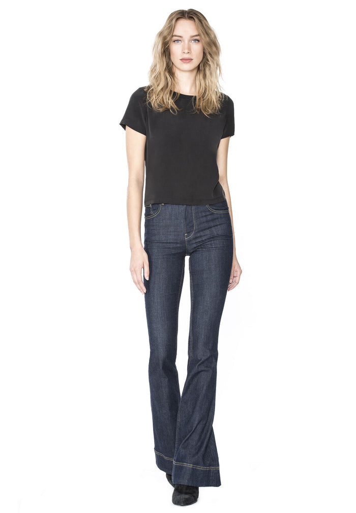 LANA T SHIRT W RIB TRIM - BLACK