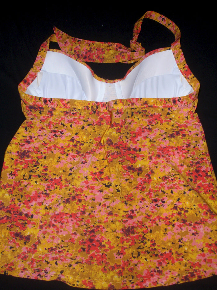 Lands' END Seaside Gardens Peach Blossom Shirred UW Tankini TOP