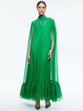 LANELLE MAXI CAPE DRESS - LIGHT EMERALD