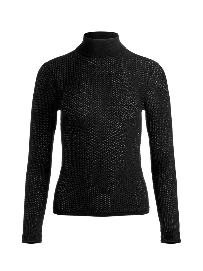 LANIE POINTELLE PULLOVER - BLACK
