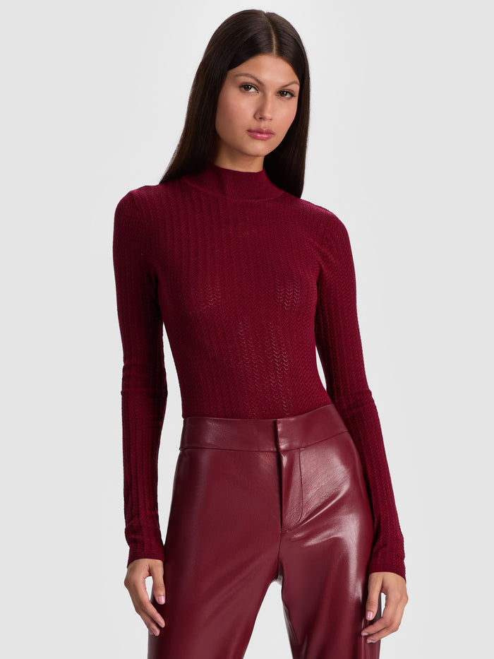 LANIE POINTELLE PULLOVER - OXBLOOD