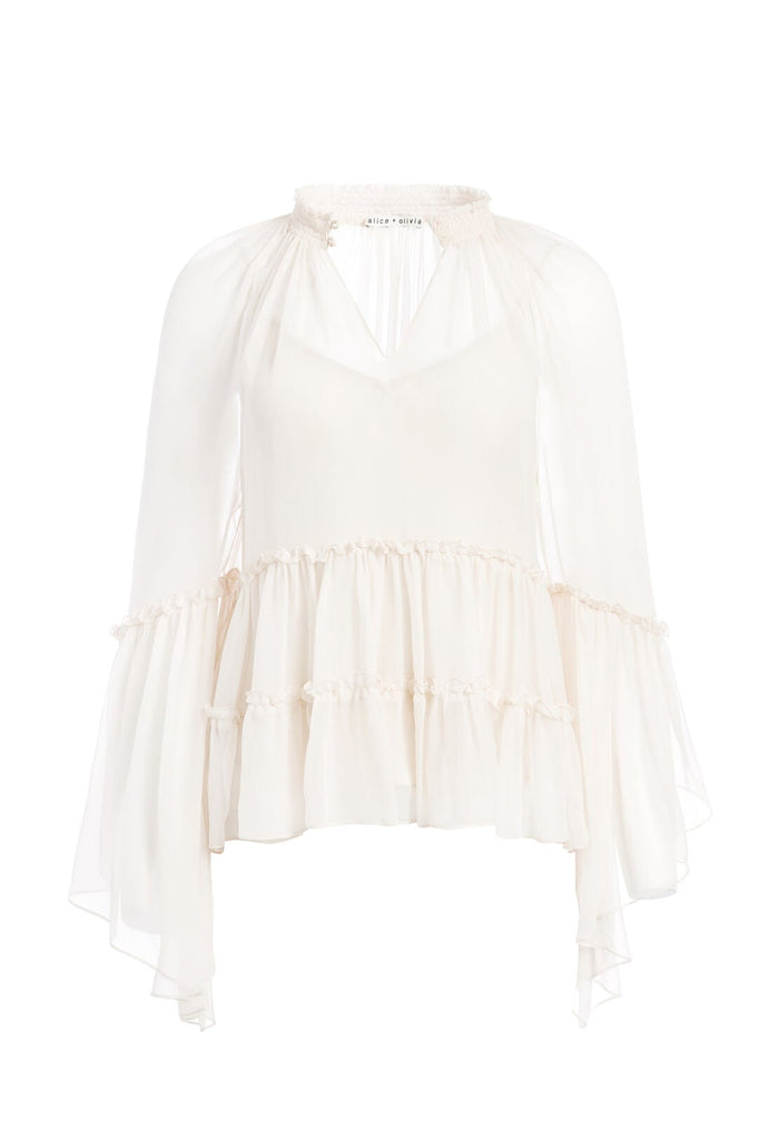 LANITA ANGEL SLEEVE RUFFLE BLOUSE - OFF WHITE