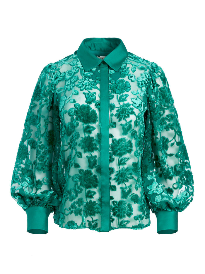 LATRINA COLLARED BLOUSE - DARK TEAL