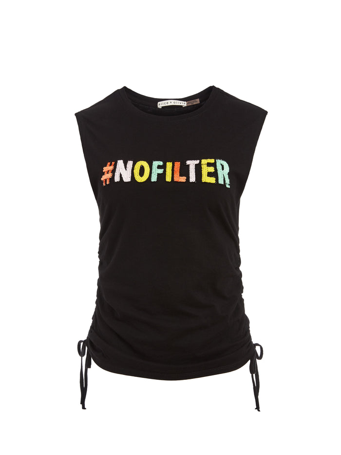 LAVADA EMBELLISHED TEE - BLACK/MULTI