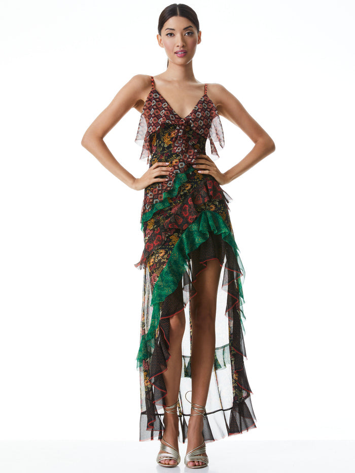 LAVERNE LACE BACK GOWN - NOMAD MULTI
