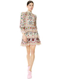 LAWSON MOCK NECK FLORAL MINI DRESS - FLOWER POT ECRU MULTI