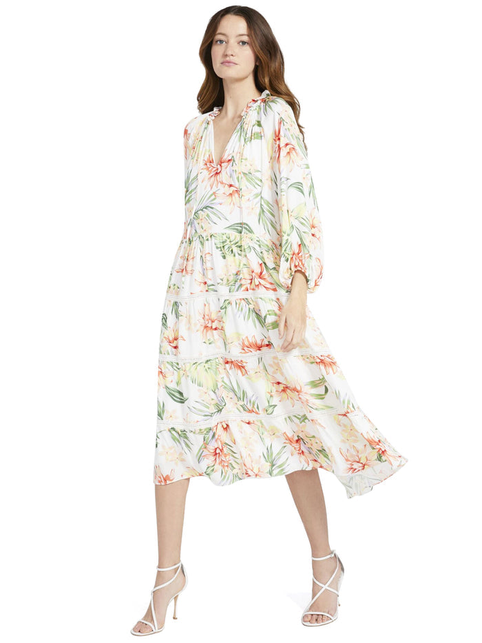 LAYLA FLORAL MIDI DRESS - HIBISCUS FLORAL