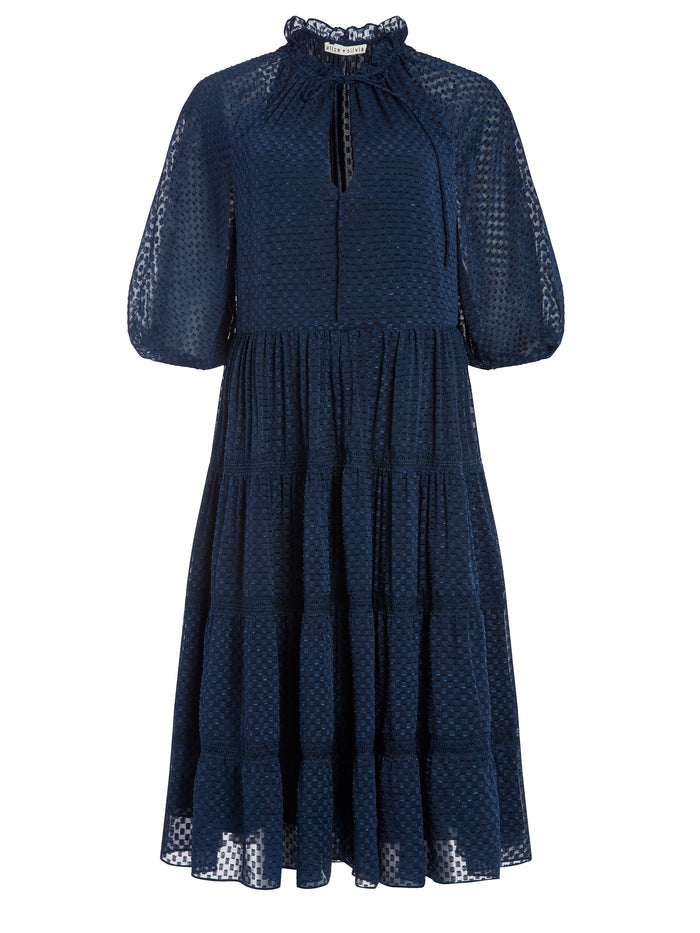 LAYLA TIERED MIDI DRESS - SAPPHIRE