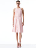 LEANDRA VEGAN LEATHER BELTED MIDI DRESS - ENGLISH ROSE
