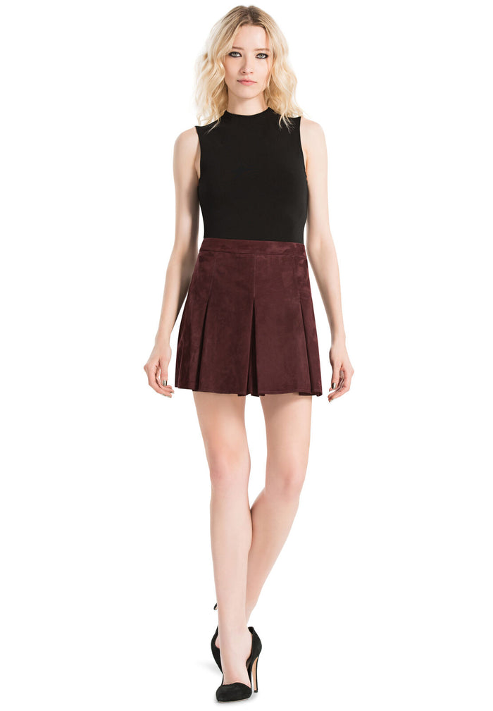 LEE SUEDE MINI SKIRT - WINE