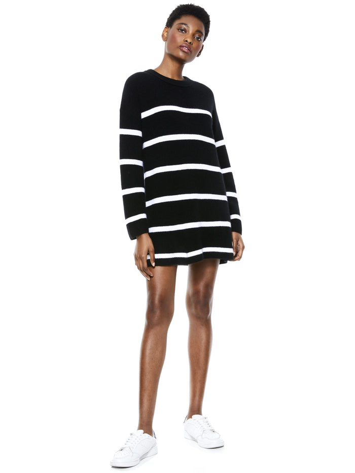 LENNIE MINI SWEATER DRESS - BLACK/WHITE