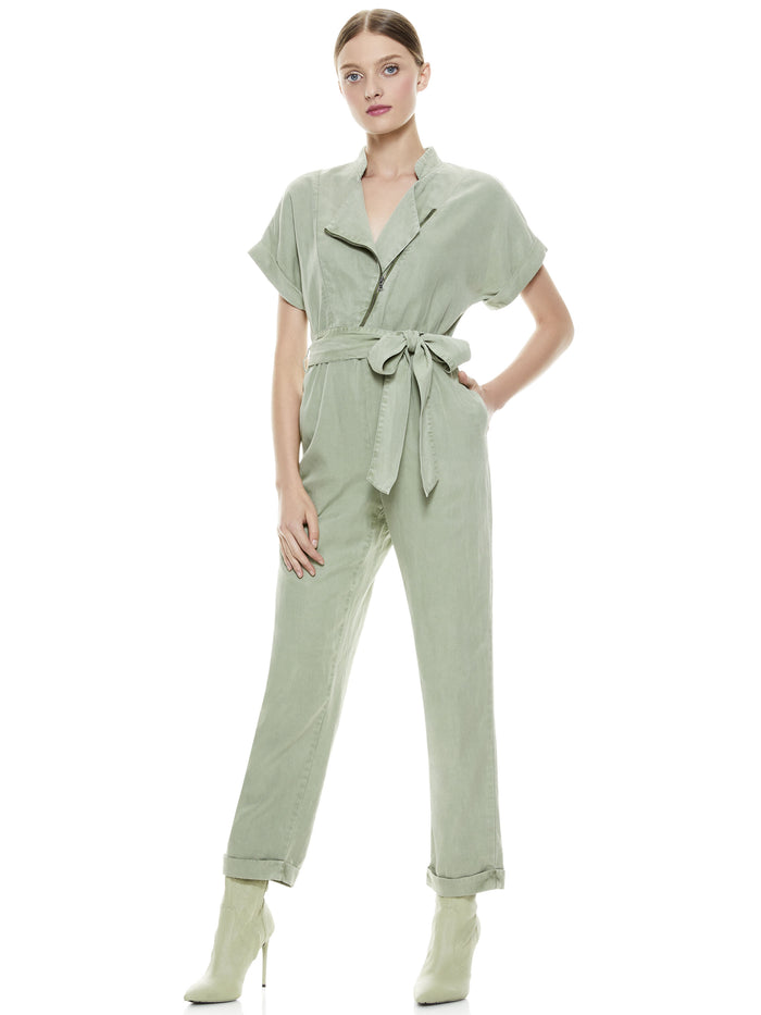 LEONARDA ASYMMETRICAL JUMPSUIT - SAGE