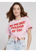 LERA SEQUIN TIE FRONT TEE - ELECTRIC PINK/BRIGHT POPPY