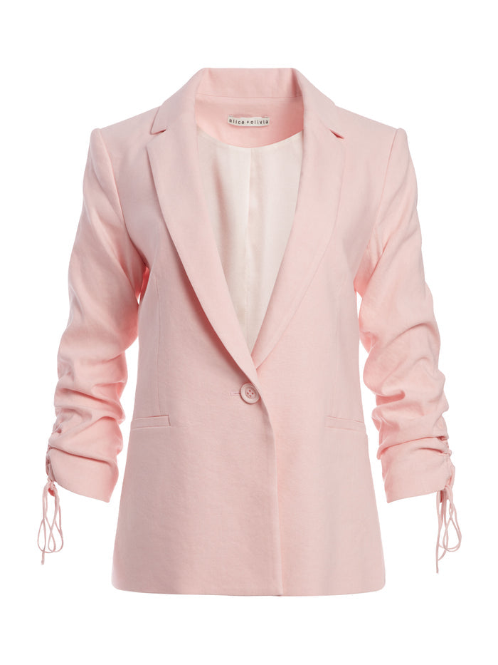 LESTER SCRUNCH SLEEVE BLAZER - ENGLISH ROSE