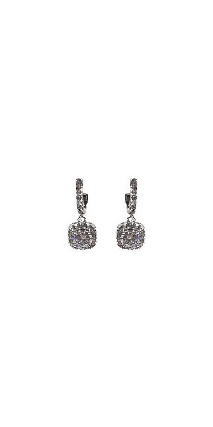 silver/one size/ Camille La Vie/Leverback Cushion Stone Earrings/front