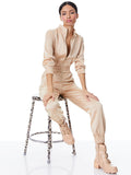 LEVI FRONT ZIP JUMPSUIT - ALMOND