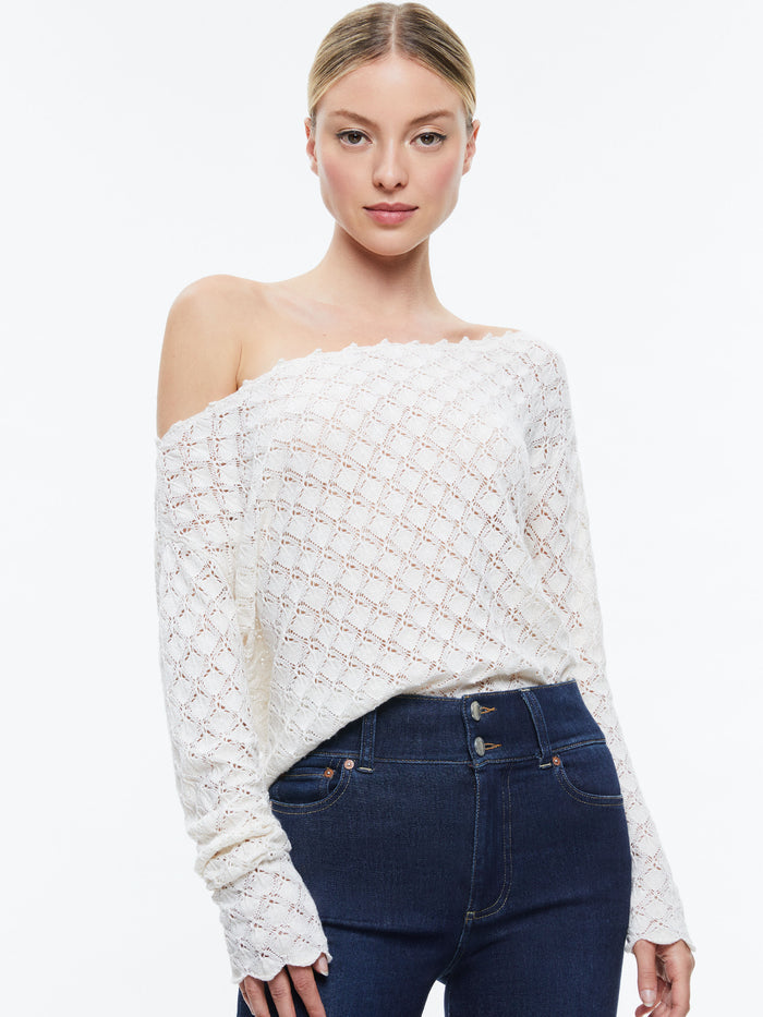 LEXIE OFF THE SHOULDER PULLOVER - SOFT WHITE