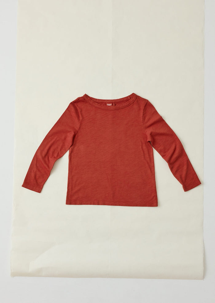 Lia Garment Dyed Boat Neck Tee | Terracotta