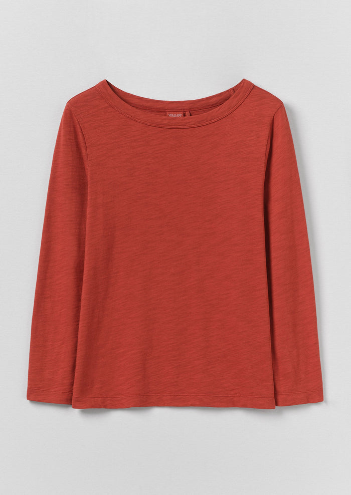 Lia Garment Dyed Boat Neck Tee | Terracotta