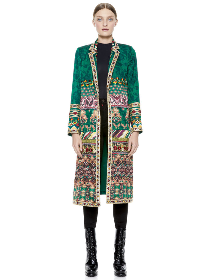 LINDA EMBROIDERED NOTCH COLLAR COAT - THE MUSE MULTI