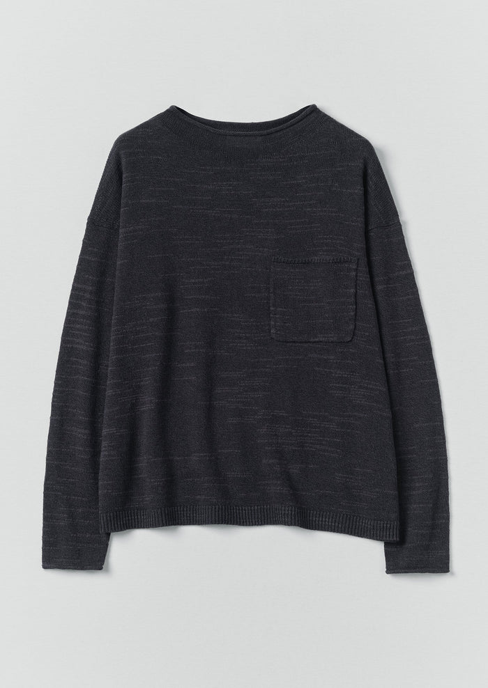 Linen Cotton Fine Knit Sweater | Dark Navy