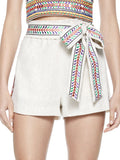 LINN EMBROIDERED PAPERBAG SHORT - NATURAL/MULTI