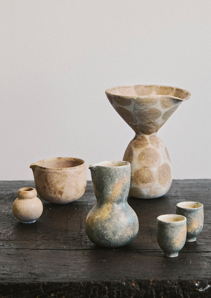 Linnan Ye Hand Thrown Sake Set | Stone Green