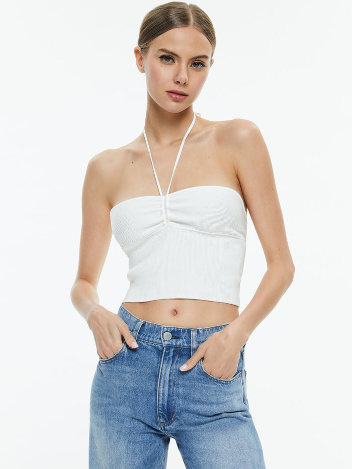 LINNIE RUCHED HALTER - SOFT WHITE