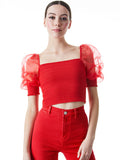 LISBETH SMOCKED BODICE CROP TOP