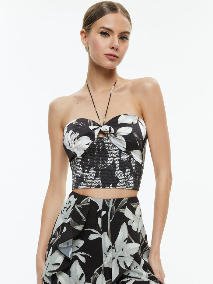 LIVIA HALTER CROPPED TOP - STARGAZER BLACK LG