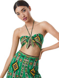 LIVIA TIE HALTER TOP - MYSTIK IKAT DK EMERALD MULTI