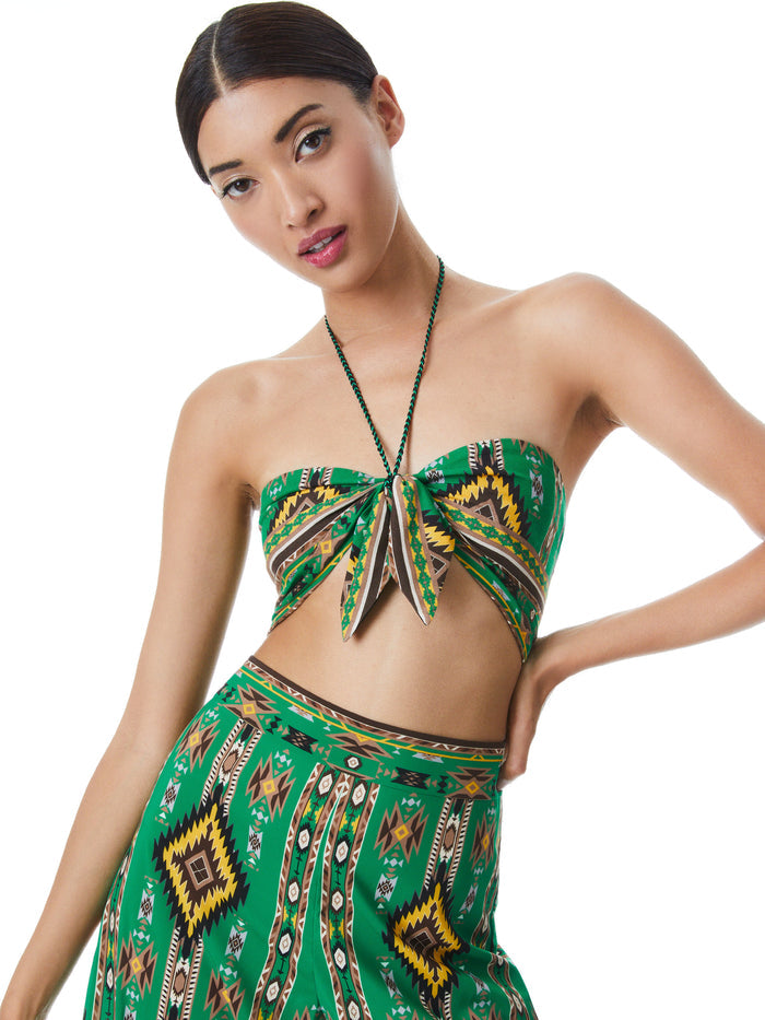 LIVIA TIE HALTER TOP - MYSTIK IKAT DK EMERALD MULTI