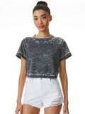 LIZ CROPPED BOXY TEE - BLACK