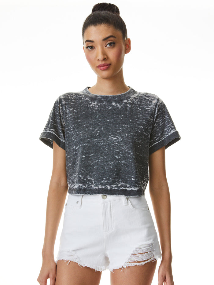 LIZ CROPPED BOXY TEE - BLACK