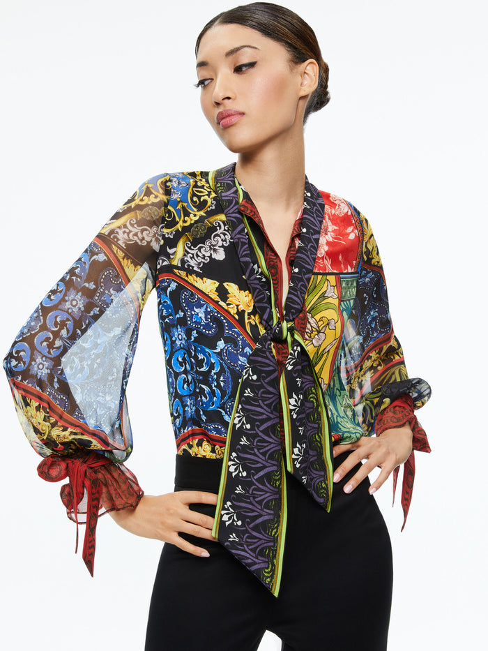 LLOYD TIE NECK BLOUSE - AFTER SUNSET