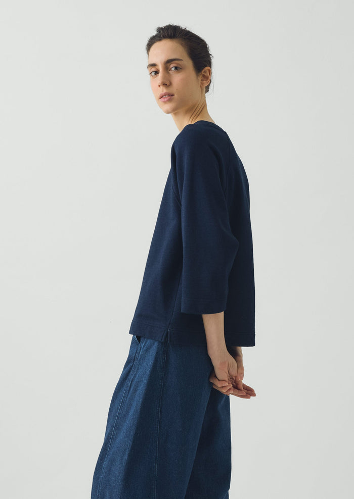 Loopback Cotton Jersey Sweater | Indigo
