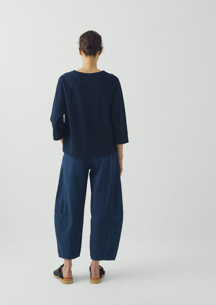 Loopback Cotton Jersey Sweater | Indigo