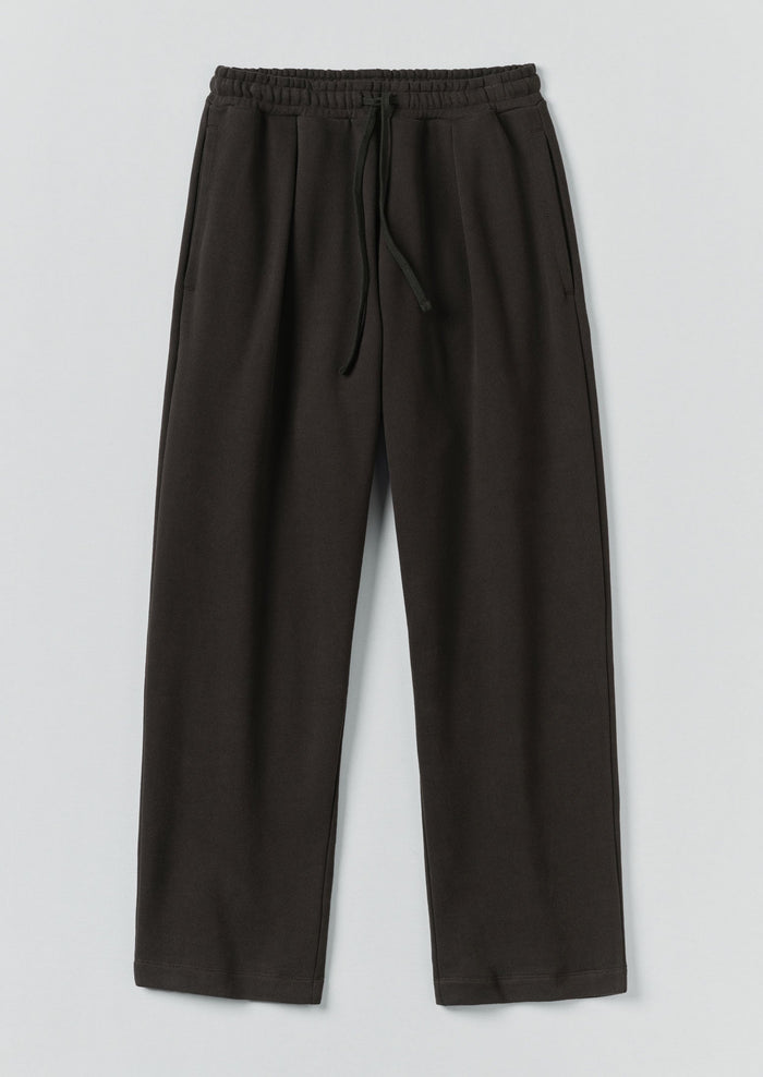 Loopback Jersey Pleated Pants | Black Pepper
