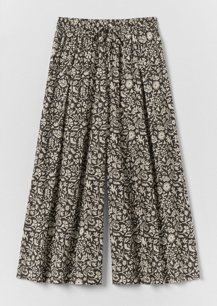 Lore Block Print Cotton Culottes | Dark Coffee/Warm Ecru