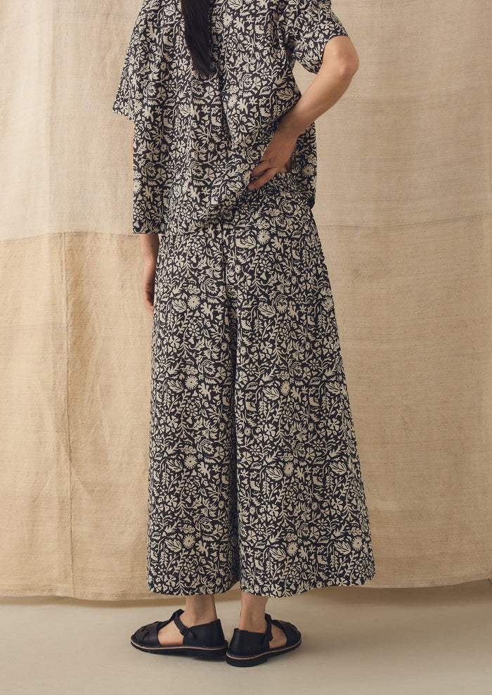 Lore Block Print Cotton Culottes | Dark Coffee/Warm Ecru