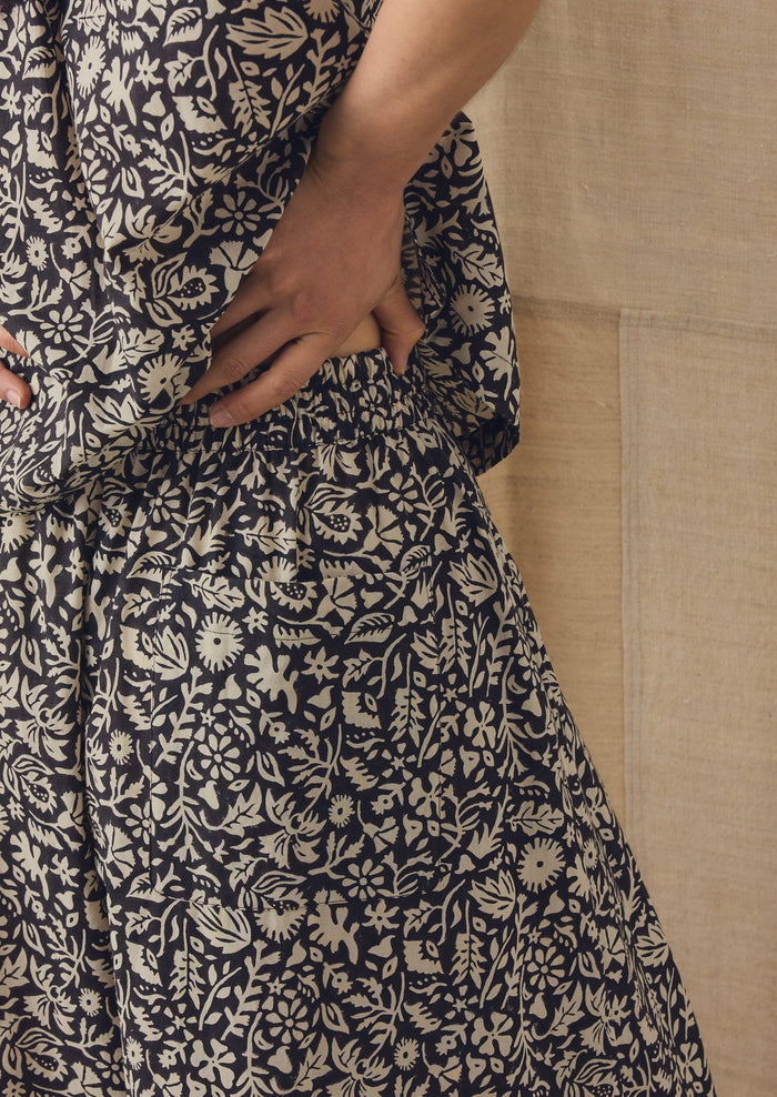 Lore Block Print Cotton Culottes | Dark Coffee/Warm Ecru