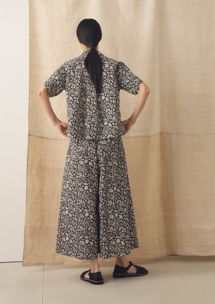 Lore Block Print Short Sleeve Shirt | Dark Coffee/Warm Ecru