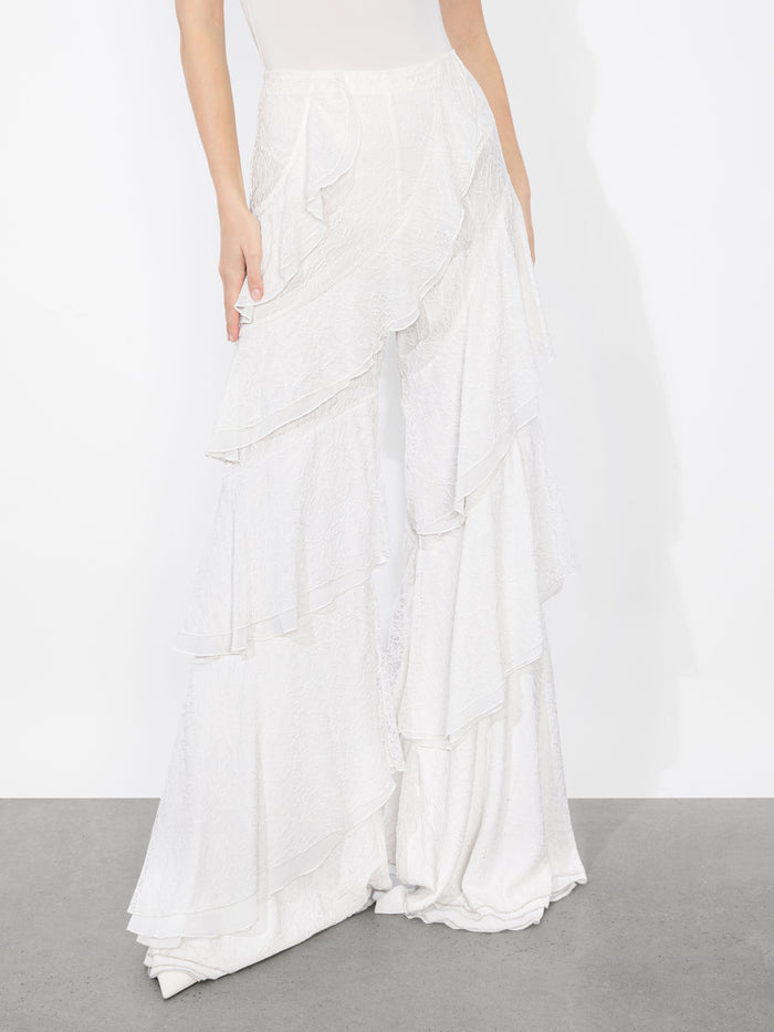 LOTUS LACE RUFFLE PANT - OFF WHITE