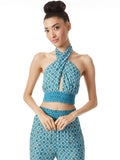 LYNDON CROSS FRONT HALTER TOP - WASHED GEO