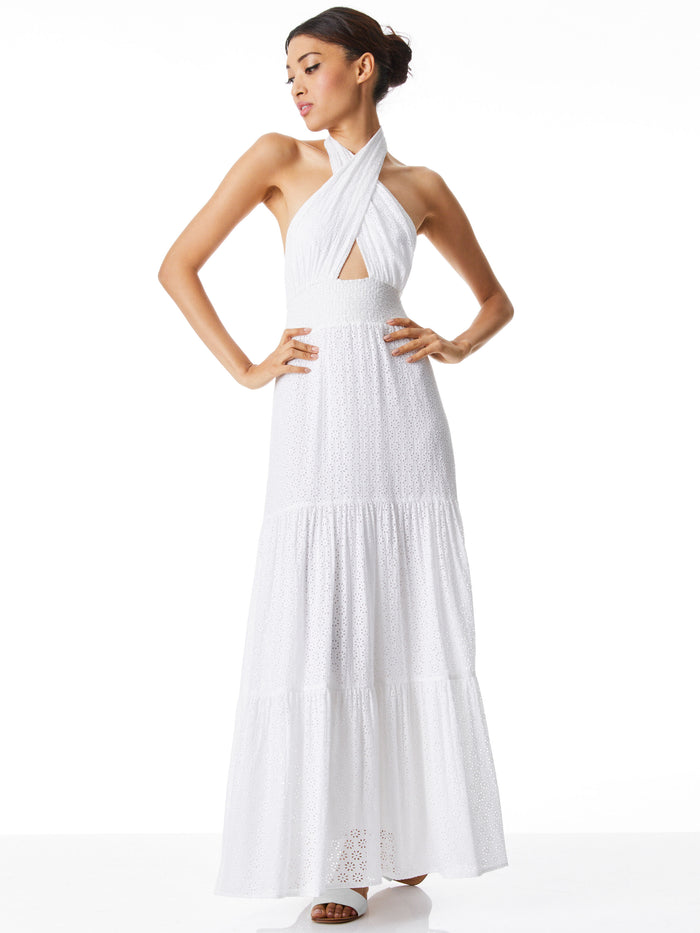LYNDON CROSS FRONT MAXI DRESS - WHITE