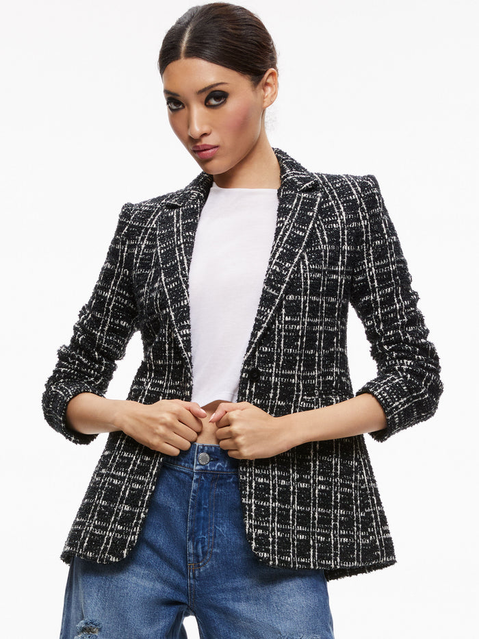 MACEY FITTED BLAZER - BLACK/WHITE